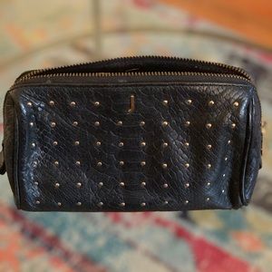 Snakeskin J initial makeup bag